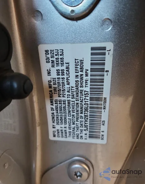 2006 Honda Element Ex из США, поврежденный, VIN 5J6YH28736L017157